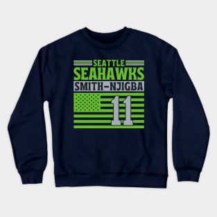 Seattle Seahawks Smith-Njigba 11 American Flag Football Crewneck Sweatshirt